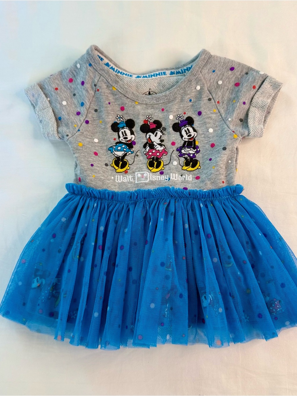 Disney Infant Grey Knit Garment with Blue Minnie Trim 3 months